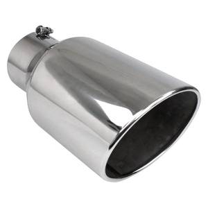 Different Trends - Different Trends Exhaust Tip, 4" - 8" x 15" Angle, T-304 Stainless, Single Wall Rolled Edge