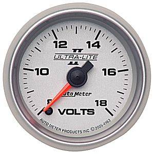 Autometer - Auto Meter Ultra Lite II Series, Voltmeter 8-18volts (Full Sweep Electric)