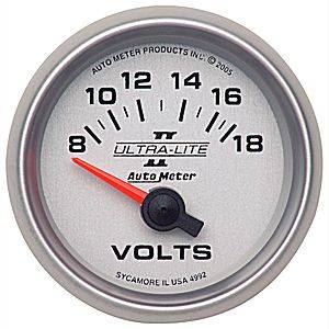 Autometer - Auto Meter Ultra Lite II Series, Voltmeter 8-18volts (Short Sweep Electric)