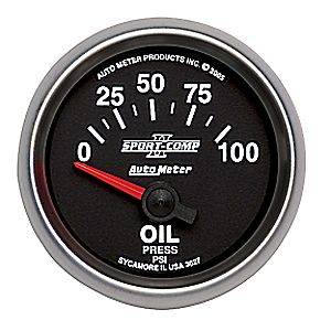 Autometer - Auto Meter Sport-Comp II Series, Oil Pressure 0-100psi (Short Sweep Electric)