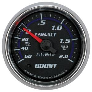 Autometer - Auto Meter Cobalt Series, Boost/Vacuum 60CM. HG/2.0BAR (Mechanical) 