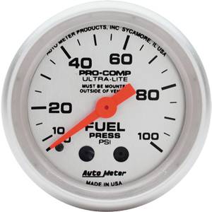 Autometer - Auto Meter Ultra Lite Series, Fuel Pressure 0-100psi (Mechanical)