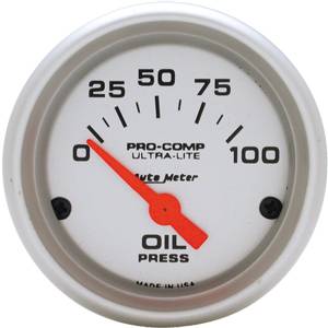 Autometer - Auto Meter Ultra Lite Series, Oil Pressure 0-100psi (Short Sweep Electric)