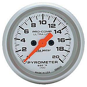 Autometer - Auto Meter Ultra Lite Series, Pyrometer 0*-2000*F (Full Sweep Electric)