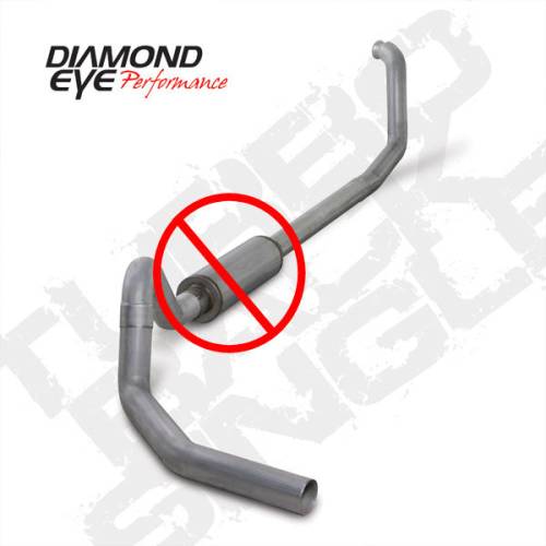 Diamond Eye Performance - Diamond Eye 4" Turbo Back Exhaust, Ford (2001-02) Excursion, 7.3L Power Stroke, Single, Aluminized (No Muffler)