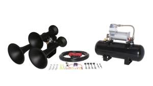 Air Horns - Complete Train Horn Kits - HornBlasters - Outlaw 3 Chime Black, 2 Gallon 280c, Train Horn Kit