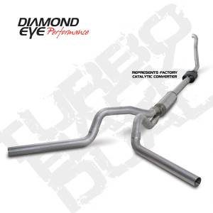 Exhaust - 4" Turbo/Down-Pipe Back Dual Exit Exhaust - Diamond Eye Performance - Diamond Eye 4" Turbo Back Exhaust, Ford (1994-97) F250/F350, 7.3L Power Stroke, Dual, Aluminized (Retains Cat)