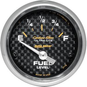 Autometer - Auto Meter Carbon Fiber Series, Fuel Level 240Ωs Empty / 33Ωs Full (Short Sweep Electric)