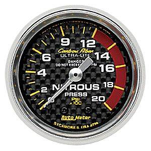 Autometer - Auto Meter Carbon Fiber Series, Nitrous Pressure 0-2000 PSI, (Mechanical)