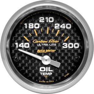 Autometer - Auto Meter Carbon Fiber Series, Oil Temperature 140 -300 deg. F (Short Sweep Electric) 