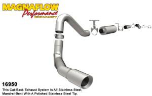 Exhaust - 4" Cat/DPF Back Single Exit Exhaust - Magnaflow - MagnaFlow 4" Cat-Back, MagnaFlow Series Exhaust, Ford (1999-07) 6.0L/7.3L Diesel, Side Rear Exit, Stainless