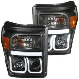 Anzo - Anzo Projector Headlight, Ford (2011-16) Super Duty (Black Housing/ Clear Lens)