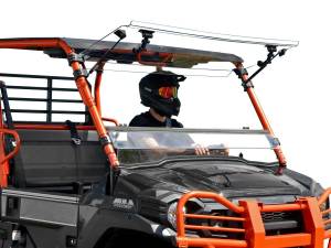SuperATV - SuperATV Scratch Resistant Flip Windshield for Kawasaki (2015-24) Mule Pro FXT