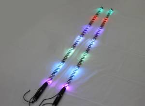 BTR Products - BTR Whip Lights, Twisted Multicolor 4' Whip Pair w/ Remote