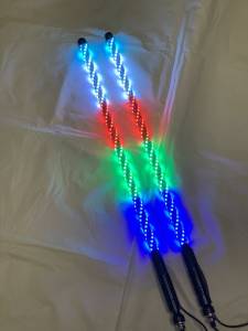 BTR Products - BTR Whip Lights, Twisted Multicolor 3' Whip Pair w/ Remote