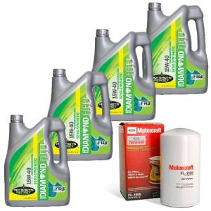 KT Part Packs - Oil Change Kit for Ford (1994-03) 7.3L Power Stroke (Motorcraft Oil Filter with Hot Shot's Green Diamond Fleet SEMI Synthetic Oil)