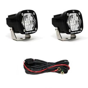 Baja Designs - Baja Designs S1 LED Auxiliary Light Pod, Black, Pair, Spot Light Pattern, Clear Lens - Universal