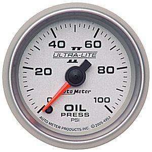 Auto Meter Oil Pressure Gauge 4921; Ultra-Lite II 0-100 psi 2-1/16" Mechanical 