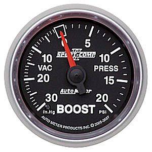 Autometer - Auto Meter Sport-Comp II Series, Boost/Vacuum Pressure 30" HG/20psi (Mechanical)