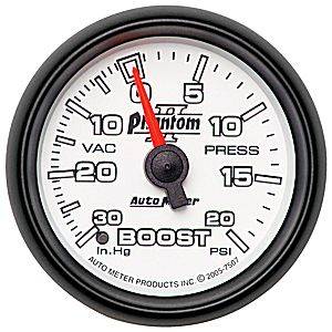 Autometer - Auto Meter Phantom II Series, Boost/Vacuum Pressure 30" HG/20psi (Mechanical)
