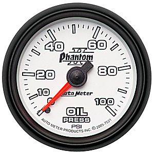 Autometer - Auto Meter Phantom II Series, Oil Pressure 0-100psi (Mechanical)