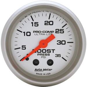 Autometer - Auto Meter Ultra Lite Series, Boost Pressure 0-35psi (Mechanical)