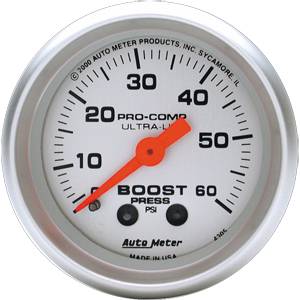 Autometer - Auto Meter Ultra Lite Series, Boost Pressure 0-60psi (Mechanical)
