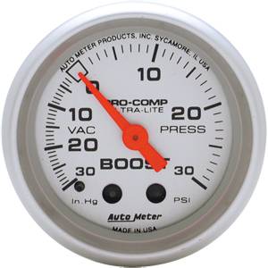 Autometer - Auto Meter Ultra Lite Series, Boost/Vacuum 30" HG/30psi (Mechanical)