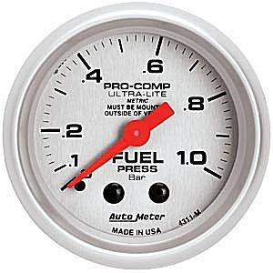 Autometer - Auto Meter Ultra Lite Series, Fuel Pressure 0-1.0 BAR (Mechanical)