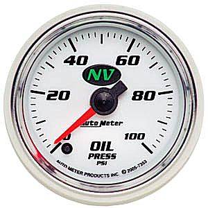 Autometer - Auto Meter NV Series, Oil Pressure 0-100psi (Mechanical)