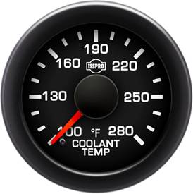 Isspro - Isspro EV2 Series Black Face/Red Pointer/Green Lighting, Coolant Temp Gauge (100-280*)