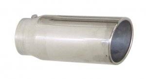Different Trends - Different Trends Exhaust Tip, 3" - 5" x 12" Angle, T-304 Stainless, Dual Wall Rolled Edge