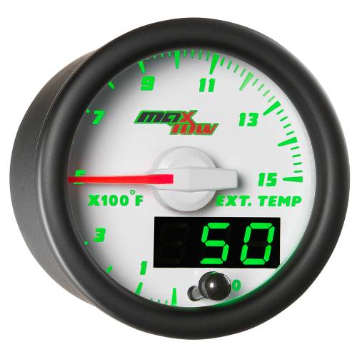 MaxTow Gauges - MaxTow White Double Vision EGT/Pyrometer Gauge, 1500 F