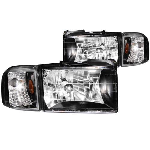Anzo - Anzo Projector Headlight, Dodge (1994-01) 2500/3500 (Black Housing/ Clear Lens)