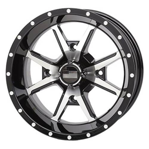 Frontline Tires - Frontline All Terrain 556, Machined Black, UTV Wheels - 14" wheels (4/137) 5+2 Offset, +10mm