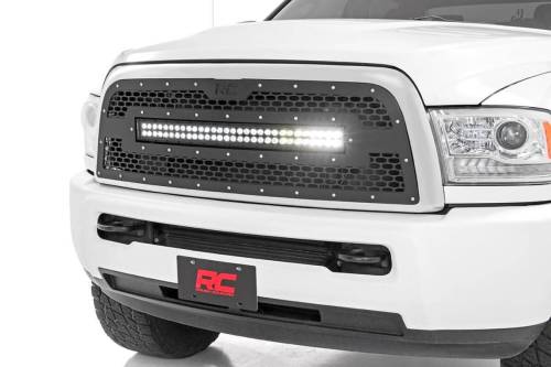 Rough Country - Rough Country Mesh Grille for Dodge (2013-18) 2500/3500, 30" LED Lightbar