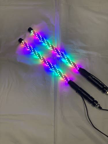 BTR Products - BTR Whip Lights, Twisted Multicolor 2' Whip Pair w/ Remote