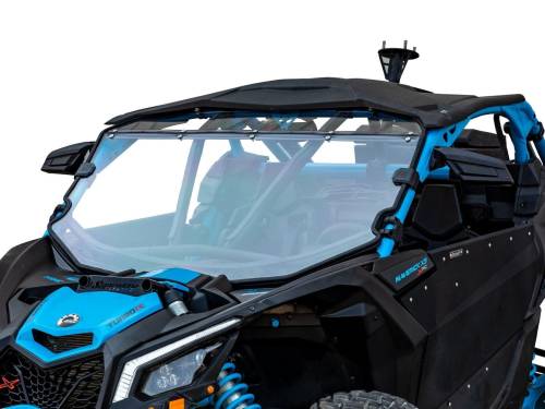 SuperATV - Can-Am Maverick X3 Full Windshield, Scratch Resistant Polycarbonate -Clear (Machines With Factory Intrusion Bar)