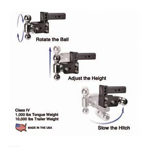 Fits 2.5 Receiver with Lock B&W Tow & Stow 2 x 2-5/16 14,500 GTW 5 Drop Dual Ball 
