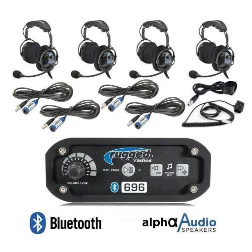 Rugged Radios - Rugged Radios RRP696 Person Bluetooth Intercom System with Behind the Head (OTH) Headsets