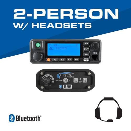 Rugged Radios - Rugged Radios 2-Person - 696 Complete Communication System - with Behind the Head Ultimate Headsets