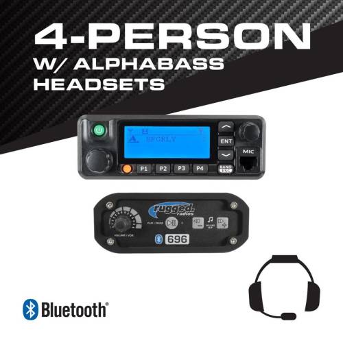 Rugged Radios - Rugged Radios 4-Person - 696 Complete Communication System - with ALPHA BASS
