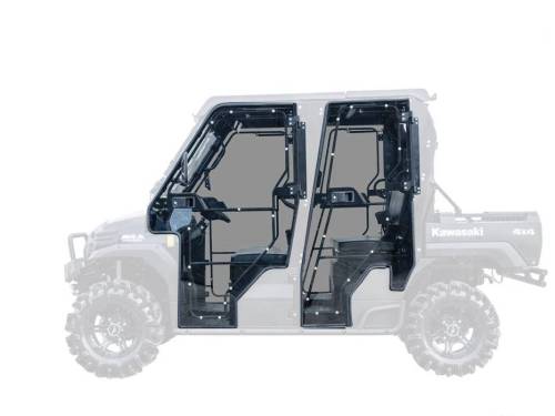SuperATV - Kawasaki Mule Cab Enclosure Doors, (4 Door) Scratch Resistant Polycarbonate- Light Tint