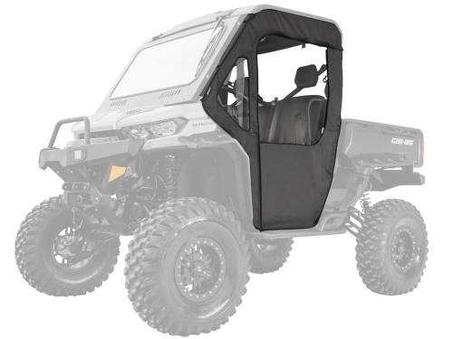 SuperATV - Can-Am Defender Primal Soft Cab Enclosure Doors with Standard Dark Tint Polycarbonate Rear Windshield (2 Seater)
