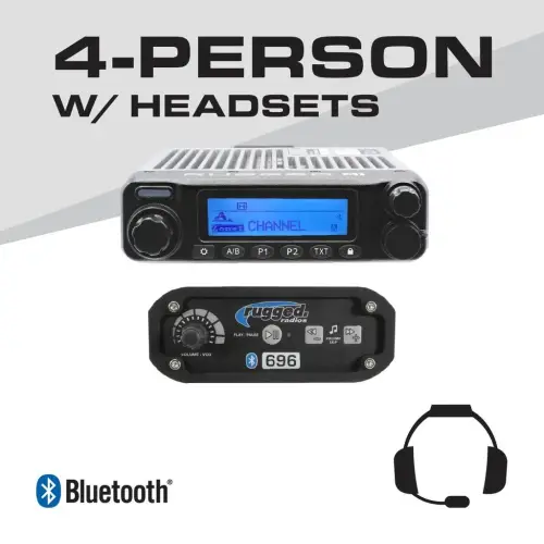 Rugged Radios - Rugged Radios 4-Person - 696 Complete Communication System - with Behind the head Ultimate Headsets