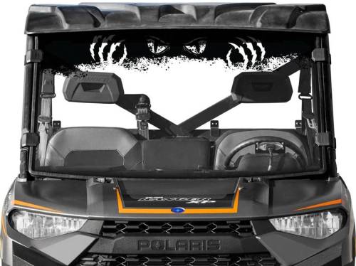 SuperATV - Polaris Ranger 1000 Full Windshield, Eyes Print (Scratch Resistant Polycarbonate) Clear