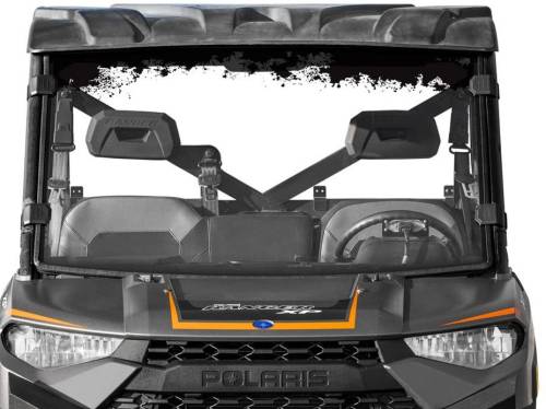 SuperATV - Polaris Ranger 1000 Full Windshield, Mud Print (Scratch Resistant Polycarbonate) Clear