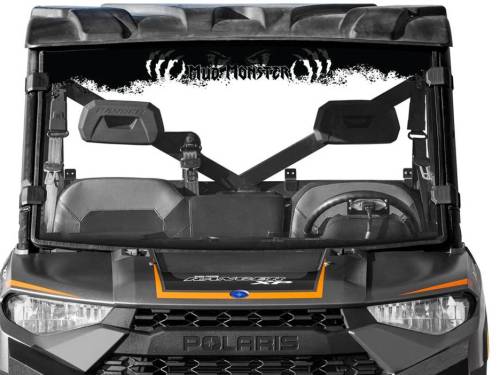 SuperATV - Polaris Ranger XP 570 Full Windshield, Mud Monster Print (Scratch Resistant Polycarbonate) Clear