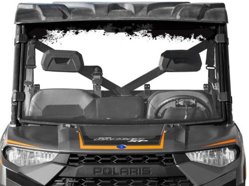 SuperATV - Polaris Ranger XP 1000 Full Windshield, Mud Print (Scratch Resistant Polycarbonate) Clear