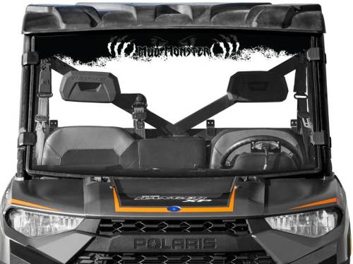 SuperATV - Polaris Ranger XP 900 Full Windshield, Mud Monster Print (Scratch Resistant Polycarbonate) Clear